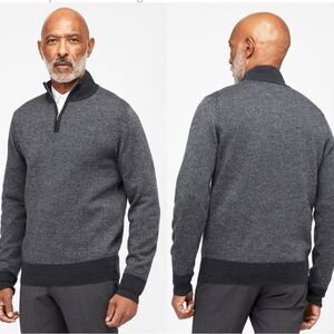 Bonobos 100% Merino Wool Half Zip Grey Herringbone Sweater M